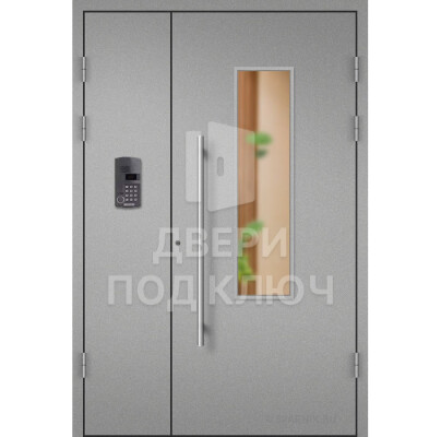 Порошковая серая дверь со стеклянными вставками ДПК-13713